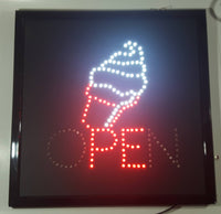 Ice Cream OPEN Light Up 19" x 19" Animated Sign Missing Side Button