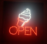 Ice Cream OPEN Light Up 19" x 19" Animated Sign Missing Side Button