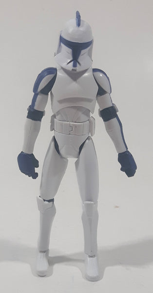 2008 Hasbro LFL Star Wars Clone Wars Clone Trooper Blue 4" Tall Toy Action Figure