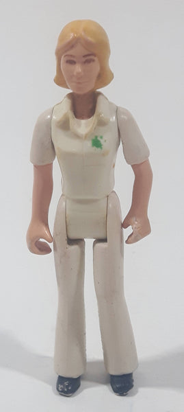 Vintage 1974 Fisher Price Adventure People Female Paramedic White Clothing Woman 3 1/2" Tall Plastic Toy Action Figure Made in Hong Kong