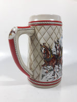 1985 Budweiser Holiday Stein Collection "A" Series "The hitch journeying through snow-capped mountains on a crisp winter's morn." 6 3/8" Tall Ceramic Beer Stein Mug