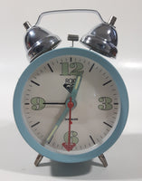 Vintage Style Roxy Quiksilver Light Teal Blue 5 1/4" Tall Wind Up Metal Twin Bell Alarm Clock Needs A Repair