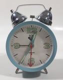 Vintage Style Roxy Quiksilver Light Teal Blue 5 1/4" Tall Wind Up Metal Twin Bell Alarm Clock Needs A Repair