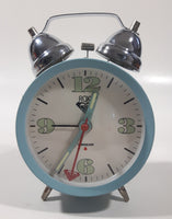 Vintage Style Roxy Quiksilver Light Teal Blue 5 1/4" Tall Wind Up Metal Twin Bell Alarm Clock Needs A Repair