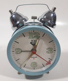 Vintage Style Roxy Quiksilver Light Teal Blue 5 1/4" Tall Wind Up Metal Twin Bell Alarm Clock Needs A Repair