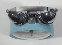 Vintage Style Roxy Quiksilver Light Teal Blue 5 1/4" Tall Wind Up Metal Twin Bell Alarm Clock Needs A Repair