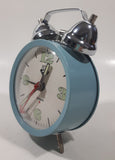 Vintage Style Roxy Quiksilver Light Teal Blue 5 1/4" Tall Wind Up Metal Twin Bell Alarm Clock Needs A Repair