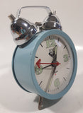 Vintage Style Roxy Quiksilver Light Teal Blue 5 1/4" Tall Wind Up Metal Twin Bell Alarm Clock Needs A Repair