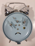 Vintage Style Roxy Quiksilver Light Teal Blue 5 1/4" Tall Wind Up Metal Twin Bell Alarm Clock Needs A Repair