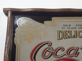 Vintage Coca-Cola Coke Delicious 5 Cents Relieves Fatigue Wood Framed Mirror Pub Lounge Beverage Drink Tray