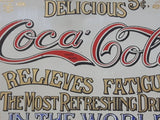 Vintage Coca-Cola Coke Delicious 5 Cents Relieves Fatigue Wood Framed Mirror Pub Lounge Beverage Drink Tray