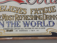 Vintage Coca-Cola Coke Delicious 5 Cents Relieves Fatigue Wood Framed Mirror Pub Lounge Beverage Drink Tray