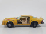 Vintage Yatming Chevy Camaro Z28 Yellow No. 1077 Die Cast Toy Muscle Car Vehicle with Opening Doors (1 Missing)
