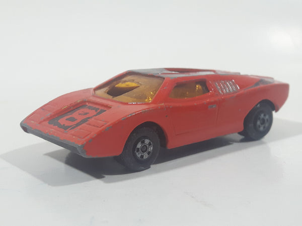 Vintage 1973 Lesney Matchbox Superfast No. 27 Lamborghini Countach Red #8 Die Cast Toy Super Dream Car Vehicle with Opening Rear Hood Made in England