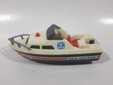 Vintage 1978 Tomy PC1397 Speed Boat Sea Patrol White and Black Plastic Toy Vehicle No Motor