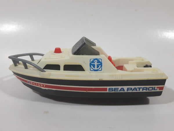 Vintage 1978 Tomy PC1397 Speed Boat Sea Patrol White and Black Plastic Toy Vehicle No Motor