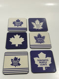 Toronto Maple Leafs NHL Ice Hockey Team Logo Themed 3 3/4" x 3 3/4" Cork Backed Coasters