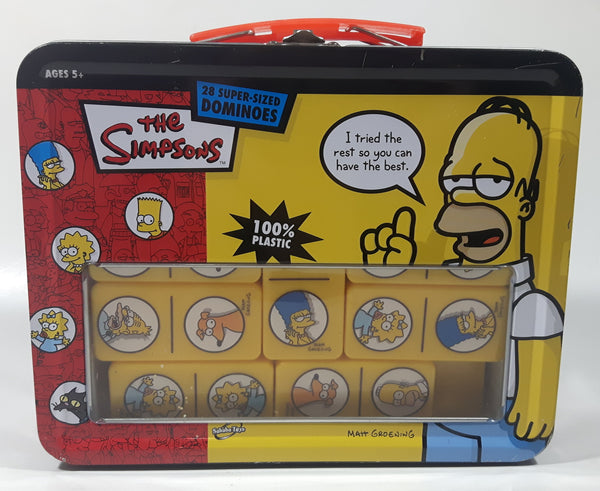 2006 Sababa Toys 20th Century Fox The Simpsons Dominoes Tin Metal Lunch Box Container Missing Two Dominos