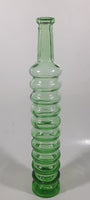 Vintage Lime Green Bubble Ringed 11" Tall Glass Beverage Bottle