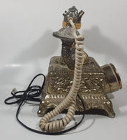 Vintage Onyx Telecommunication Ornate Victorian French Baroque Brass Toned Heavy Metal Rotary Telephone Partially Working