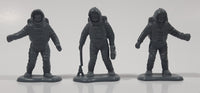 Spaceman Astronaut Grey Plastic 2" Tall Toy Figures Set of 3