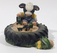 1998 Enesco Mary's Moo Moos John Deere "Never Be Too Tired For Some Fun!" 4 1/4" Long Resin Figure Ornament