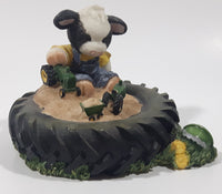 1998 Enesco Mary's Moo Moos John Deere "Never Be Too Tired For Some Fun!" 4 1/4" Long Resin Figure Ornament