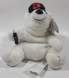 1997 Coca Cola Polar Bear with Green Cap Holding a Bottle 6" Tall Stuff Animal Character Bean Bag Plush New with Tags