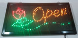 Red Rose Flower Themed 9 7/8" x 18 7/8" LED Light Up Open Sign