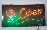 Red Rose Flower Themed 9 7/8" x 18 7/8" LED Light Up Open Sign