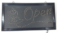 Red Rose Flower Themed 9 7/8" x 18 7/8" LED Light Up Open Sign
