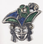 Mardi Gras Mask with Rhinestones 1 7/8" x 1 7/8" Enamel Metal Fridge Magnet