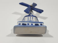 Delft Blue Holland Laddram Amsterdam Windmill Shaped 2 1/4" x 4" 3D Porcelain Ceramic Fridge Magnet