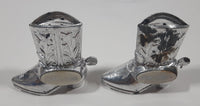 Vintage Saskatchewan Cowboy Boot Shaped 2" Tall Metal Salt and Pepper Shaker Set