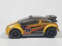 2014 Hot Wheels Track Aces Super Gnat Yellow Die Cast Toy Car Vehicle