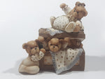 Vintage Cherison Teddy Bears and Toy Box Hand Painted 5" Tall Resin Figurine with Hidden Coin Bank