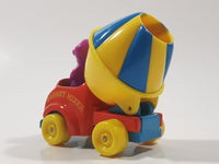 1993 The Lyons Group Kid Dimensions Barney The Dinosaur Cement Mixer Truck Red and Yellow Die Cast Toy Car Vehicle