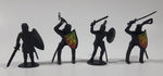 Set of 4 Black Knights In Different Poses 2 1/4" Tall Plastic Toy Figures