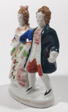 Antique 1945 to 1951 Occupied Japan Colonial Man and Woman Couple 5" Tall Hand Painted Porcelain Figurine