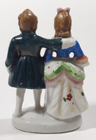 Antique 1945 to 1951 Occupied Japan Colonial Man and Woman Couple 5" Tall Hand Painted Porcelain Figurine