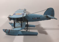 Vintage Style Royal Air Force Blue Bi-Plane Float Plane Large Tin Metal Military Airplane