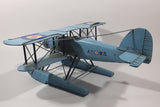 Vintage Style Royal Air Force Blue Bi-Plane Float Plane Large Tin Metal Military Airplane