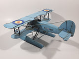 Vintage Style Royal Air Force Blue Bi-Plane Float Plane Large Tin Metal Military Airplane