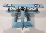 Vintage Style Royal Air Force Blue Bi-Plane Float Plane Large Tin Metal Military Airplane