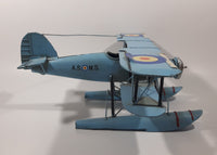 Vintage Style Royal Air Force Blue Bi-Plane Float Plane Large Tin Metal Military Airplane