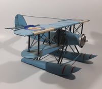 Vintage Style Royal Air Force Blue Bi-Plane Float Plane Large Tin Metal Military Airplane