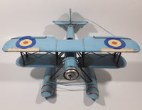 Vintage Style Royal Air Force Blue Bi-Plane Float Plane Large Tin Metal Military Airplane