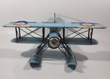 Vintage Style Royal Air Force Blue Bi-Plane Float Plane Large Tin Metal Military Airplane