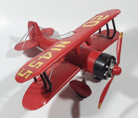 Vintage Style Red N1455 20 1933 G5 Bi-Plane Large 10 1/4" Tin Metal Airplane