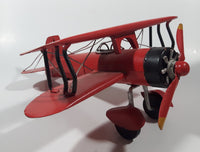 Vintage Style Red N1455 20 1933 G5 Bi-Plane Large 10 1/4" Tin Metal Airplane